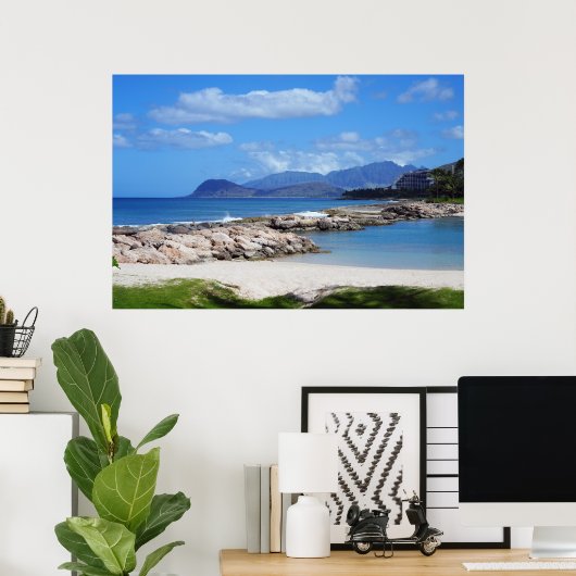 Schilderachtig uitzicht van Hawaïaanse kust Poster (Thuiskantoor)