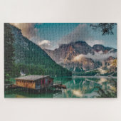 Schilderachtig uitzicht van het meerhuis alpine legpuzzel (Horizontaal)