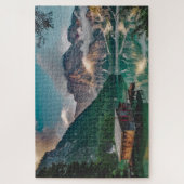 Schilderachtig uitzicht van het meerhuis alpine legpuzzel (Verticaal)