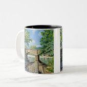 Schilderachtig Uitzicht van Missouri Trout Stream  Tweekleurige Koffiemok (Voorkant links)