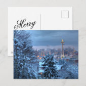 Schilderachtig Uitzicht van Snowy Seattle Feestdagenkaart (Voorkant / Achterkant)