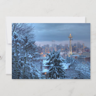 Schilderachtig Uitzicht van Snowy Seattle Feestdagenkaart