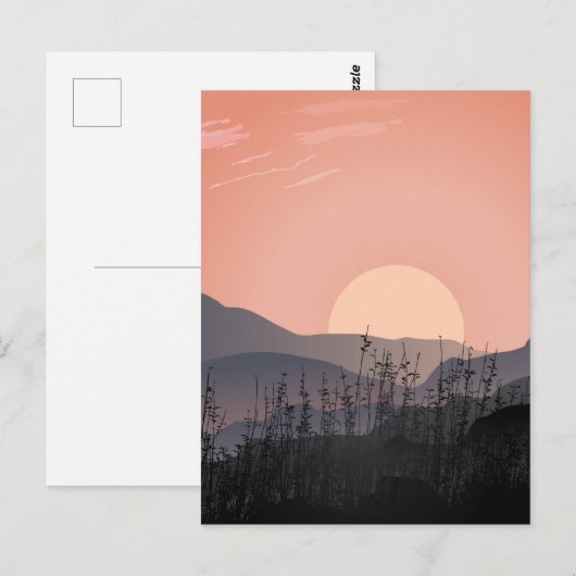 Schilderachtig uitzicht van zonsondergang in een v briefkaart (Voorkant / Achterkant)