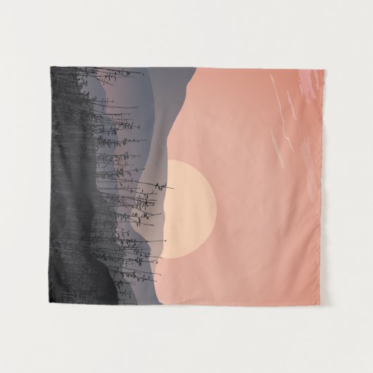 Schilderachtig uitzicht van zonsondergang in een v wandkleed (Voorkant (horizontaal))