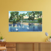 Schilderachtig Uitzicht van Zwans op het meer Canvas Afdruk (Insitu (Woonkamer))