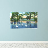 Schilderachtig Uitzicht van Zwans op het meer Canvas Afdruk (Insitu (Houten vloer))