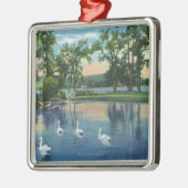 Schilderachtig Uitzicht van Zwans op het meer Metalen Ornament (Links)