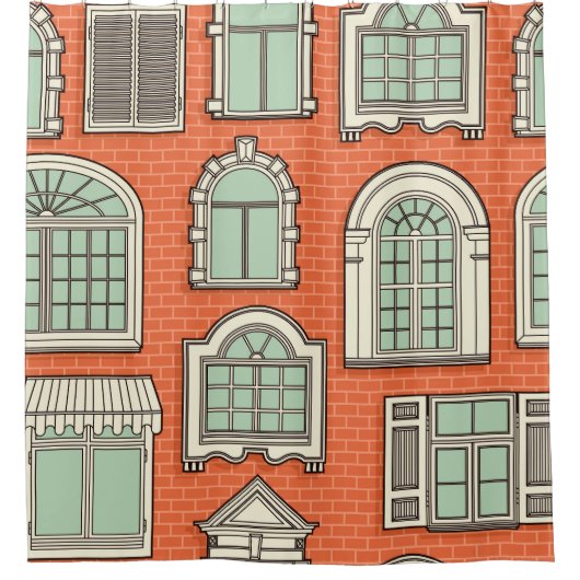  Schilderachtig vensterpatroon Douchegordijn (Voorkant)