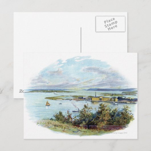 Schilderachtig vignet van Queenstown en Cobh, Ierl Briefkaart (Voorkant / Achterkant)