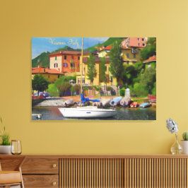 Schilderachtig, Vreedzaam Varenna Comomeer, Italië Canvas Afdruk
