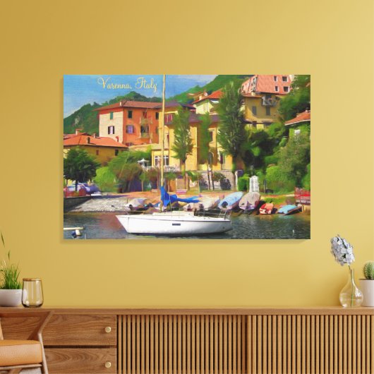 Schilderachtig, Vreedzaam Varenna Comomeer, Italië Canvas Afdruk (Insitu (Woonkamer))
