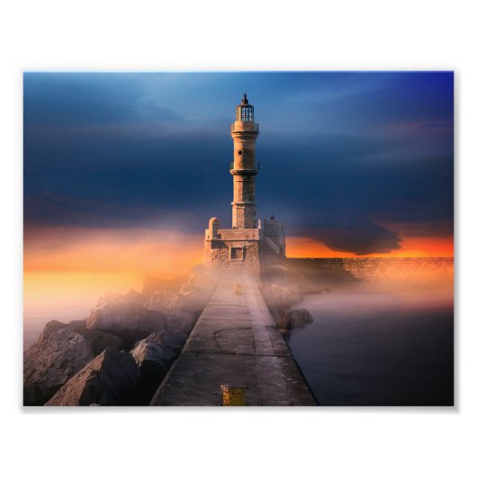 Schilderachtig vuurtoren Zonnevaste Storm Schitter Foto Afdruk (Voorkant)