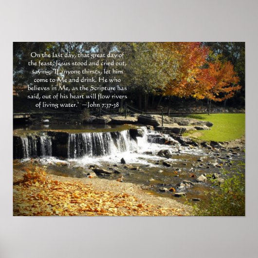 Schilderachtig Waterfall John 7:37 Poster (Voorkant)