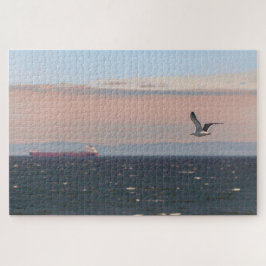 Schilderachtig waterschap met de zeemeeuw van de f legpuzzel