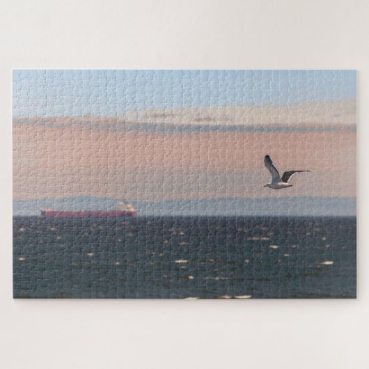 Schilderachtig waterschap met de zeemeeuw van de f legpuzzel (Horizontaal)