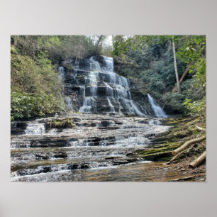 Schilderachtig waterval Groene Rhododendron Poster