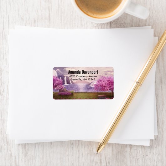 Schilderachtig watervallen en Cherry Trees door ee Etiket (Insitu)