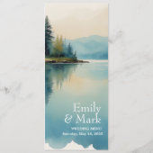 Schilderachtig waterverf Dennengebergte Huwelijksm Menu (Achterkant)