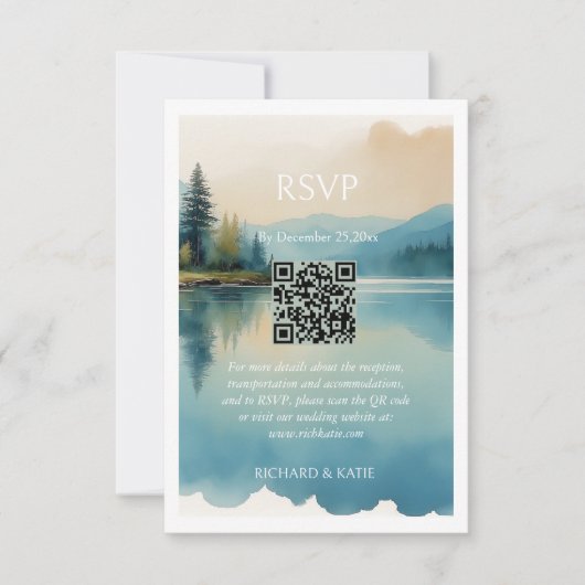 Schilderachtig Waterverf Pijnboom Lakeside RSVP (Voorkant)