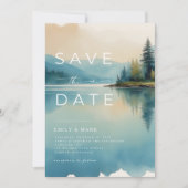 Schilderachtig Waterverf Pijnboom Lakeside Save th Kaart (Voorkant)