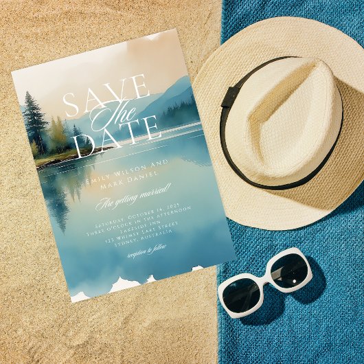 Schilderachtig Waterverf Pijnboom Lakeside Save th Kaart