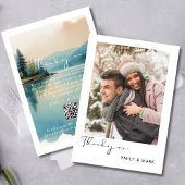 Schilderachtig Waterverf Pine Tree Lake bruiloft Bedankkaart