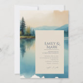 Schilderachtig Waterverf Pine tree Lake bruiloft u Kaart (Voorkant)