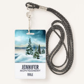 Schilderachtig Waterverf winterWonderland Badge (Achterkant met draagriem)