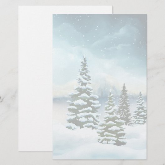 Schilderachtig Waterverf winterWonderland Briefpapier (Voorkant / Achterkant)