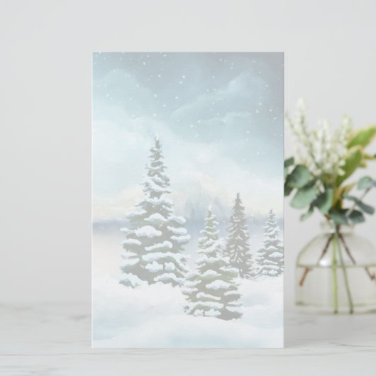 Schilderachtig Waterverf winterWonderland Briefpapier (Staand voorkant)
