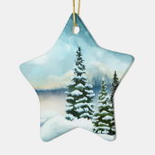 Schilderachtig Waterverf winterWonderland Keramisch Ornament (Links)
