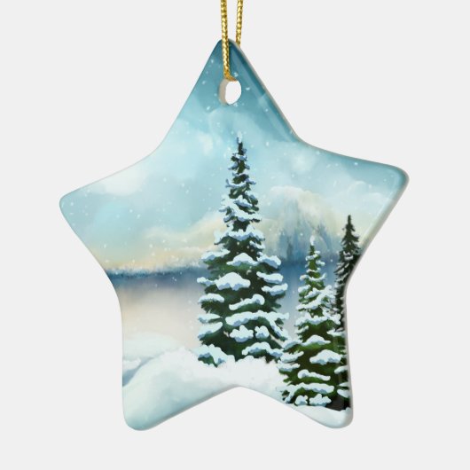 Schilderachtig Waterverf winterWonderland Keramisch Ornament (Links)