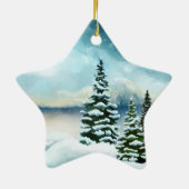 Schilderachtig Waterverf winterWonderland Keramisch Ornament (Achterkant)