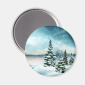 Schilderachtig Waterverf winterWonderland Magneet (Voorkant / Achterkant)