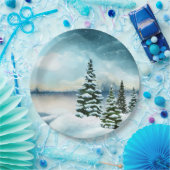 Schilderachtig Waterverf winterWonderland Papieren Bordje (Feest)