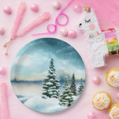 Schilderachtig Waterverf winterWonderland Papieren Bordje (Feest)