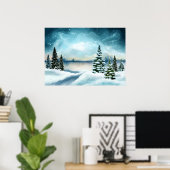 Schilderachtig Waterverf winterWonderland Poster (Thuiskantoor)
