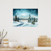 Schilderachtig Waterverf winterWonderland Poster (Keuken)