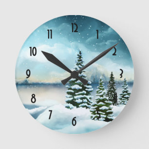 Schilderachtig Waterverf winterWonderland Ronde Klok