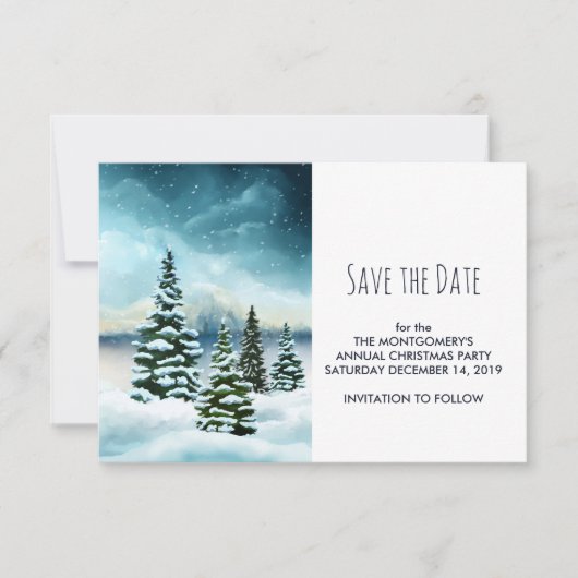 Schilderachtig Waterverf winterWonderland Save The Date (Voorkant)