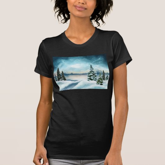 Schilderachtig Waterverf winterWonderland T-shirt (Voorkant)