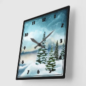 Schilderachtig Waterverf winterWonderland Vierkante Klok (Hoek)