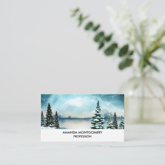 Schilderachtig Waterverf winterWonderland Visitekaartje (Staand voorkant)