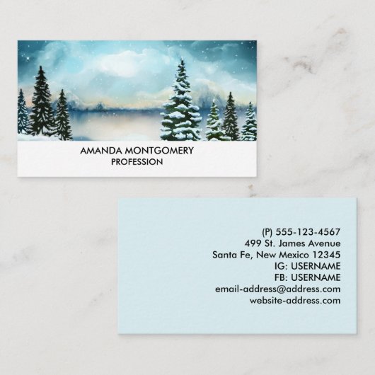Schilderachtig Waterverf winterWonderland Visitekaartje (Voorkant / Achterkant)
