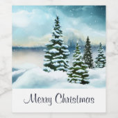 Schilderachtig Waterverf winterWonderland Wijn Etiket (Enkel label)