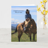 Schilderachtig Western meisje en paarden Kaart (Gele Bloem)