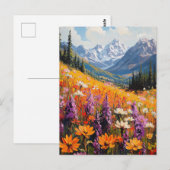 Schilderachtig wilde bloemen en bergen Fine Art Briefkaart (Voorkant / Achterkant)