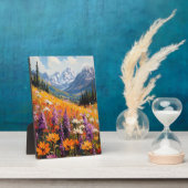 Schilderachtig wilde bloemen en bergen Fine Art Fotoplaat (Zijkant)