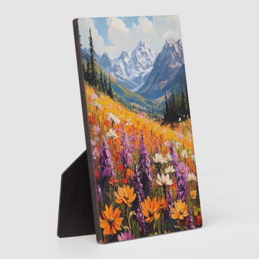 Schilderachtig wilde bloemen en bergen Fine Art Fotoplaat (Zijkant)