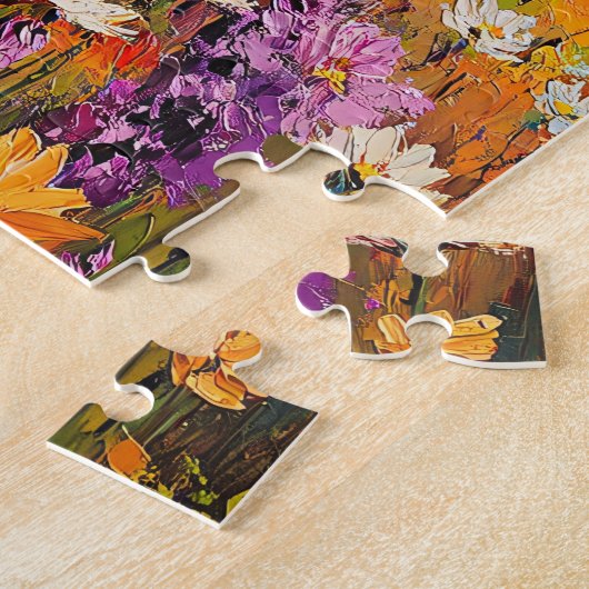 Schilderachtig wilde bloemen en bergen Fine Art Legpuzzel (Zijkant)